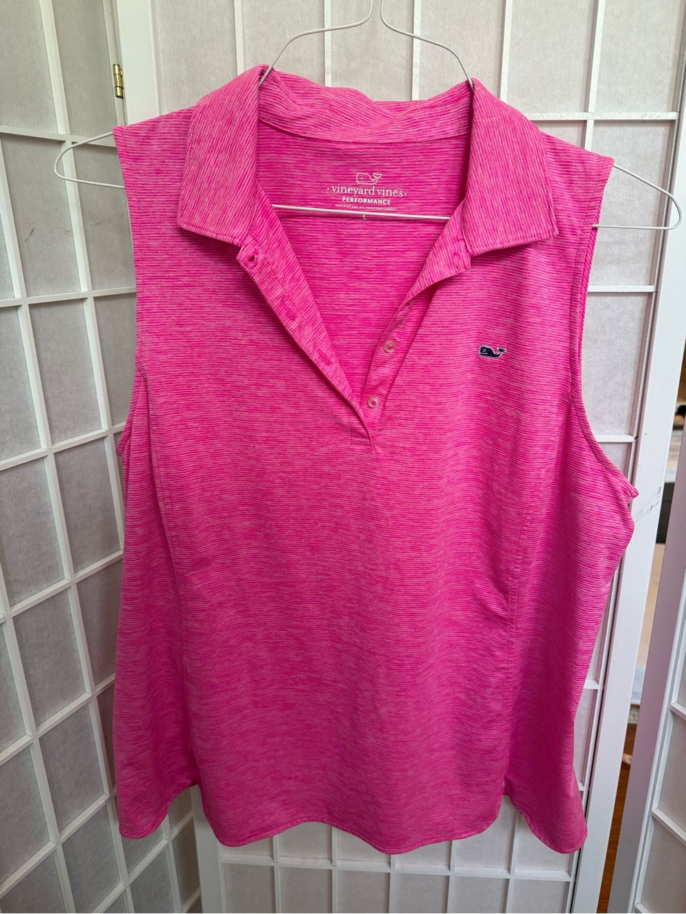 Vineyard Vines Sleeveless Performance Polo - Hot Pink Heather